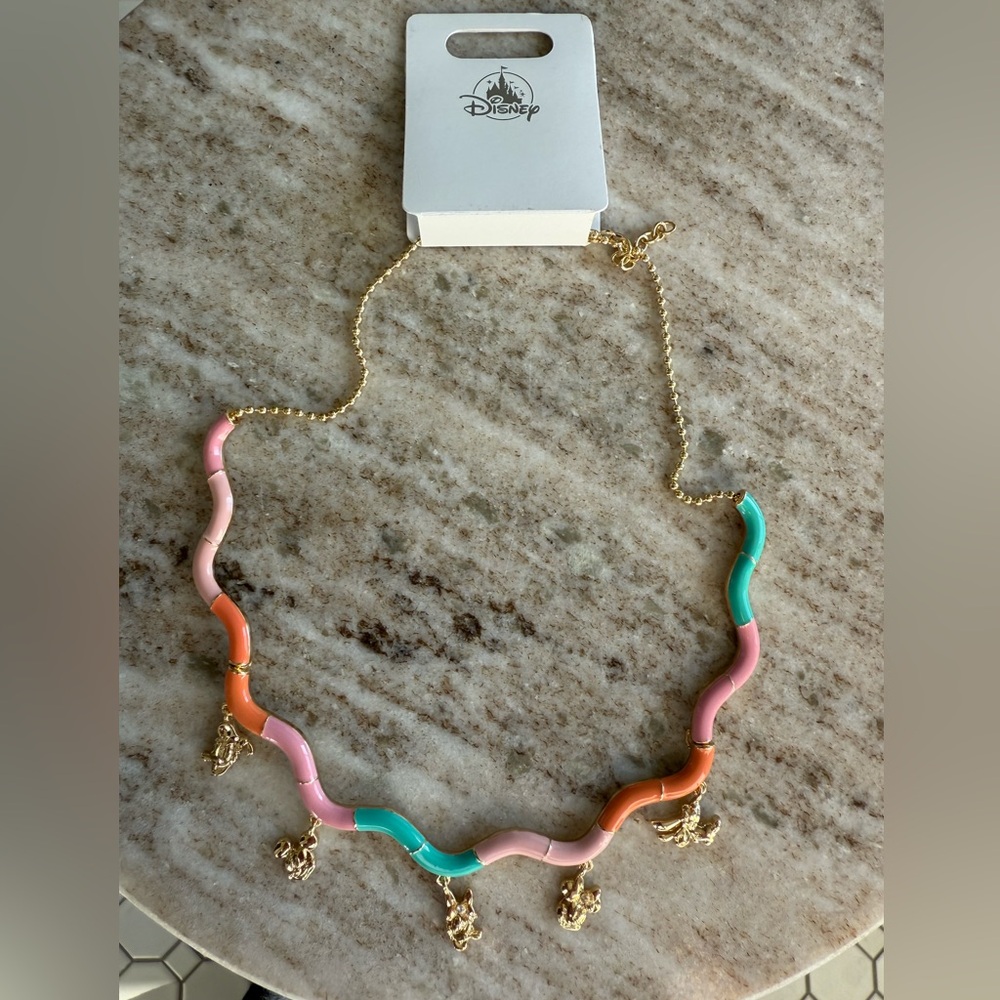 NEW Disney Fab 5 Gold & Colorful Enamel Necklace